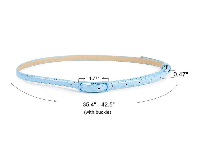 Selighting Women's Solid Color Faux Leather Skinny Belts for Dresses (One Size, Light Blue) - Image 2